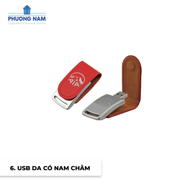 Quà tặng USB da có nam châm