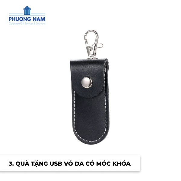 Quà tặng USB vỏ da có móc khóa 