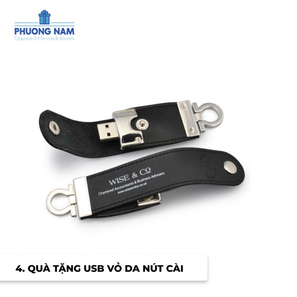 Quà tặng USB vỏ da nút cài